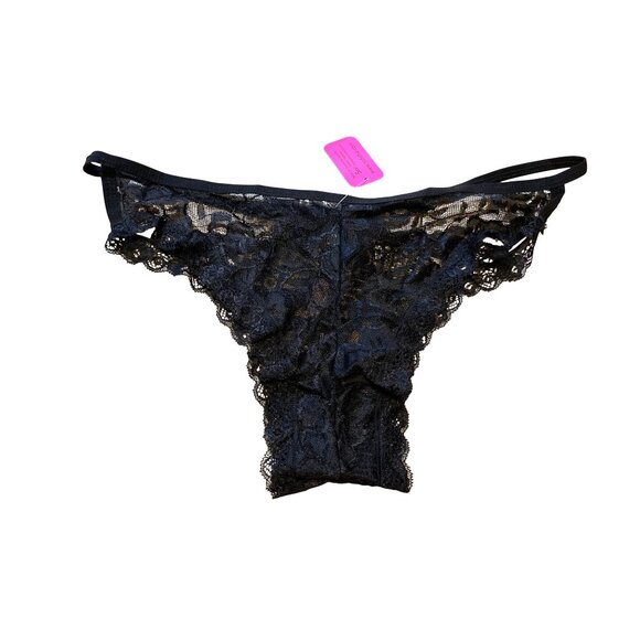 Sofishie Womens Lace Thong Panties Black Floral Design Size XL New - Picture 2 of 3